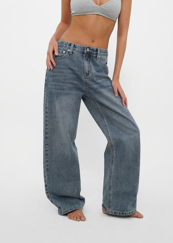 [B-DENIM] LOW VINTAGE STRAIGHT JEANS 052