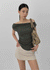 Nishon Draped Shirring Off-Shoulder Top