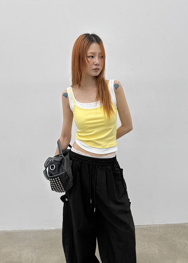 Rabiden Layered Sleeveless Top (Built-in Cap)