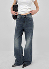 Colnat Diagonal Cut Wide Bootcut Denim Pants