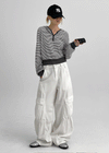 Rocker Henley Neck Striped Hooded Long Sleeve T-shirt