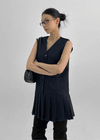 Ikuri V-Neck Pleated Mini Dress