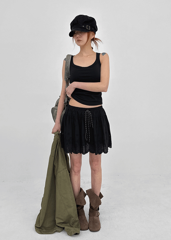 Safen Punched Cancan Mini Skirt Pants