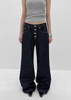 Cant Button Non-faded Bootcut Denim Pants