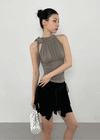 Kungnet Shirred Strap Halterneck Sleeveless