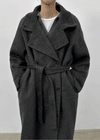 Huden Handmade Double Belt Long Coat (70% Wool)
