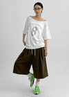 Bloop Off-shoulder Printed Short Sleeve T-shirt
