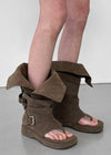 Pitching Buckle Suede Thong Mid Boots