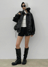 Carloan Loose Fit Leather Jumper