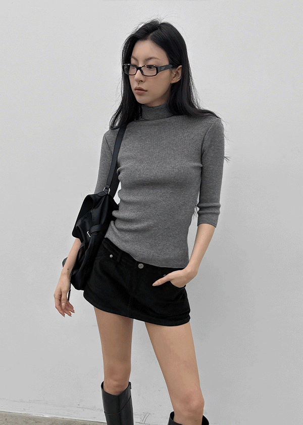Pounon 3/4 length high neck knit
