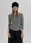 Trac Stripe Off Shoulder 3/4 Sleeve T-shirt