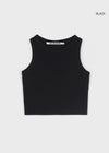 [B-BASIC] Camiseta sin mangas de cuello redondo acanalada corta.
