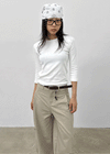 Riming Diagonal Slit 3/4 Sleeve Tee