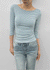 Iftic Striped Shirred Boat Neck Sleeveless Tee