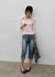 Celien Snap Ribbed 3/4 Sleeve Tee