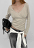 Kohwi Lace V-neck Long Sleeve T-shirt