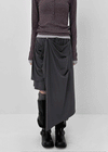 Loef Unbalanced Drape Midi Skirt