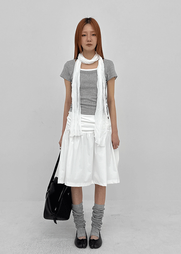 Romroni Strap Shirred Midi Skirt