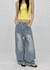 Landy button wide denim pants