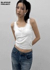 [MADE] Badge Lace Henley Neck Sleeveless (Built-in Cup) (2 SIZE)