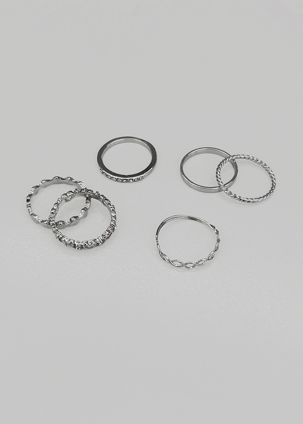 Somte 8-piece silver ring set