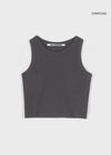 [B-BASIC] Camiseta sin mangas de cuello redondo acanalada corta.