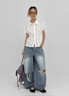 Chemnock Washed Distressed Wide Denim Pants