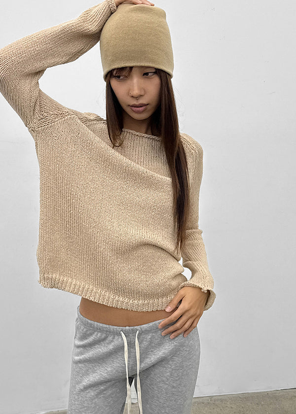 Adver Loose Fit Boat Neck Knit
