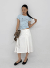 Romsha Snap Button Pintuck Midi Skirt