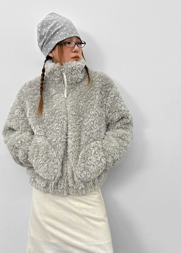 Peekaboo Fur Zip-up Jumper