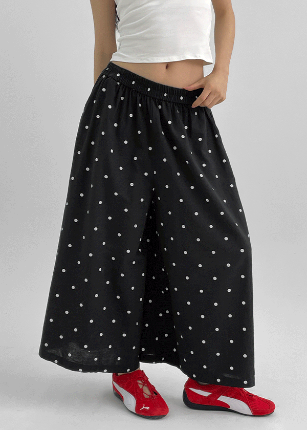 【BAON】Carton Linen Banding Wide Pants Koont Linen Banding Dot Wide Pants – BLACKUP