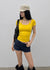 Solsee Halter Layered Short Sleeve Tee (Built-in Cap)