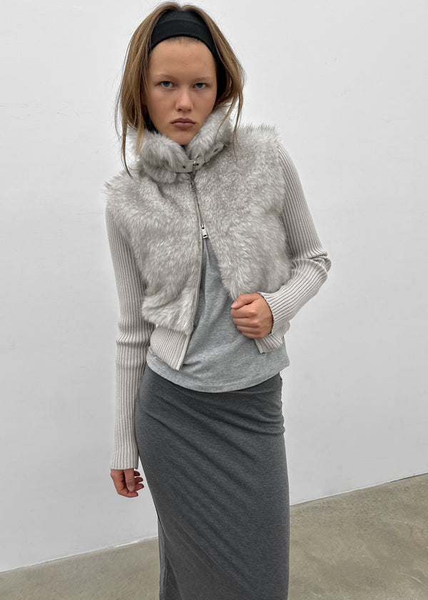 [MADE] Port Fur Collar Knit Zip-up