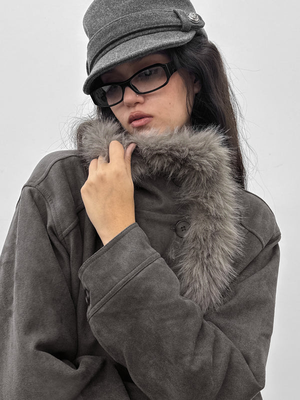 [MADE] Muer High-Neck Fur Padded Shearling Jacket