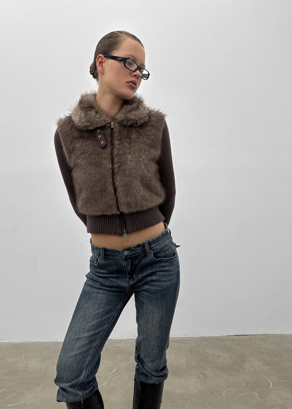 [MADE] Port Fur Collar Knit Zip-up