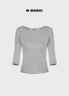 [B-BASIC] Camiseta de Cuello Barco Estándar de Manga 7/8 Talla 2