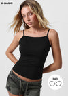 [B-BASIC] Basic Cotton Spandex Strap Square Neck Sleeveless (Built-in Cups) (2 SIZE)