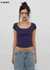 [B-BASIC] Basic Ribbed Wide U-Neck Cap Sleeve Short Sleeve Top (2 Size)