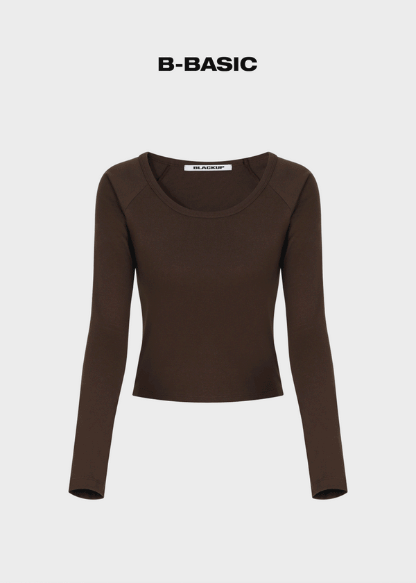 [B-BASIC] Camiseta de manga larga con cuello en U estándar Nagrang (2TAMAÑOS)