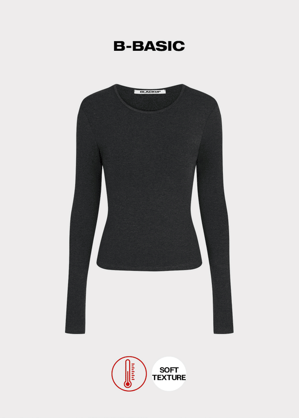 [B-BASIC] Soft Fleece Round Neck Long Sleeve T-shirt (2SIZE)