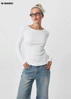 [B-BASIC] Ribbed Round Neck Long Sleeve Tee (2 SIZE)