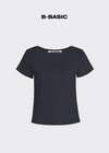 [B-BASIC] Camiseta de manga corta con cuello en U estándar (2TAMAÑO)