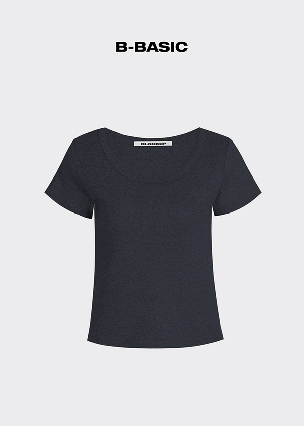 [B-BASIC] Camiseta de manga corta con cuello en U estándar (2TAMAÑO)