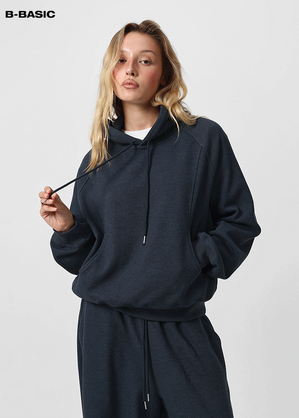[B-BASIC] Waffle Loose Fit Hoodie