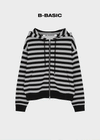 [B-BASIC] Bold Stripe Hooded Zip-up