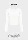 [B-BASIC] Camiseta de manga larga U-Neck de algodón modal básico (2 TAMAÑOS)