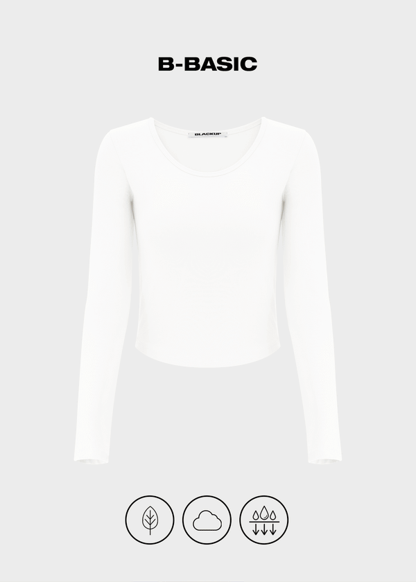 [B-BASIC] Camiseta de manga larga U-Neck de algodón modal básico (2 TAMAÑOS)