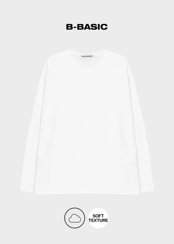 [B-BASIC] Camiseta de manga larga de ajuste oversized de algodón duro
