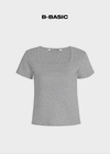 [B-BASIC] Camiseta de manga corta con cuello cuadrado estándar