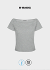 [B-BASIC] Camiseta de manga corta con cuello barco fresco y lavable 2TAMAÑO